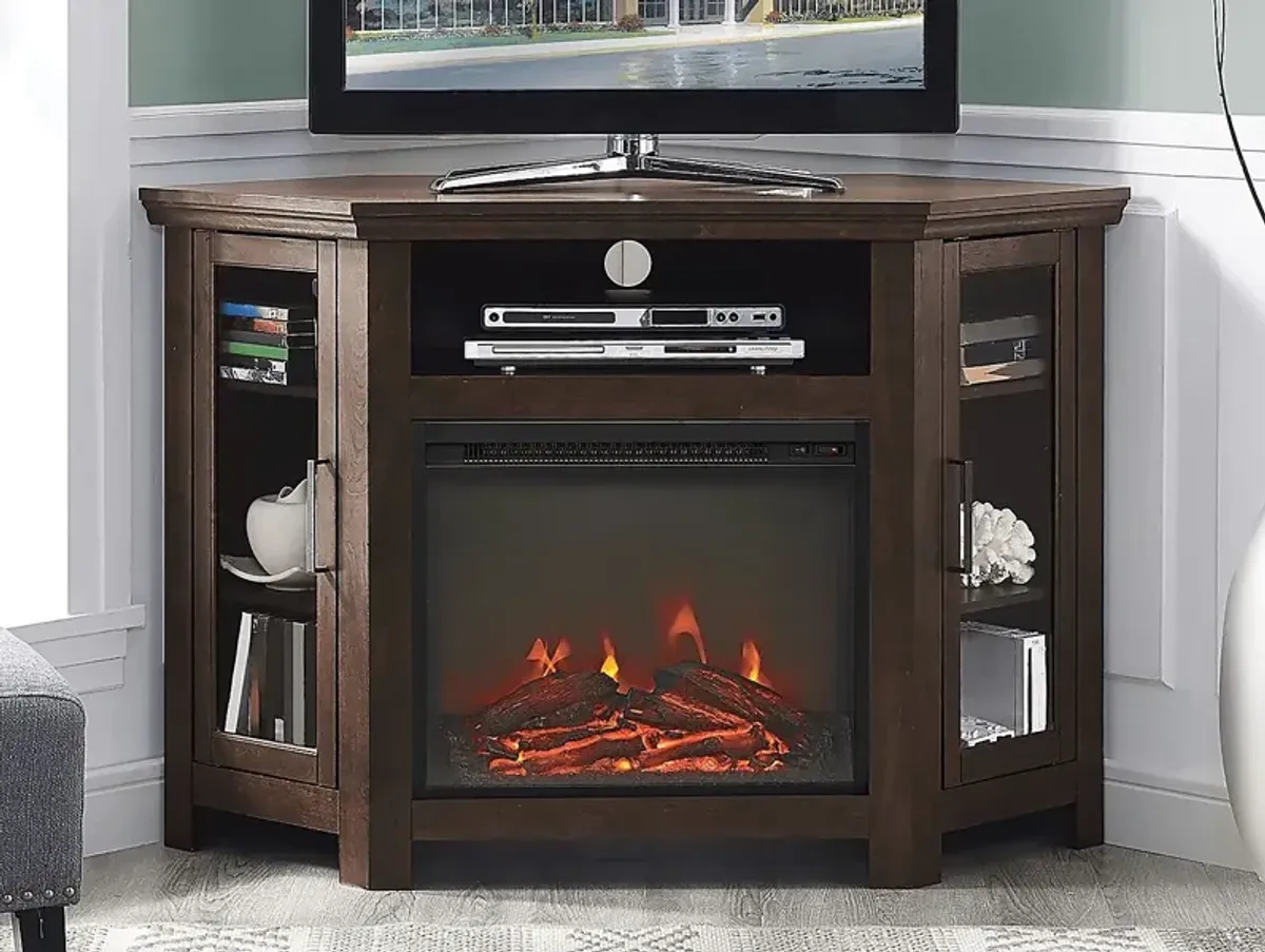 Russell Brown 48 in. Corner Console with Electric Fireplace