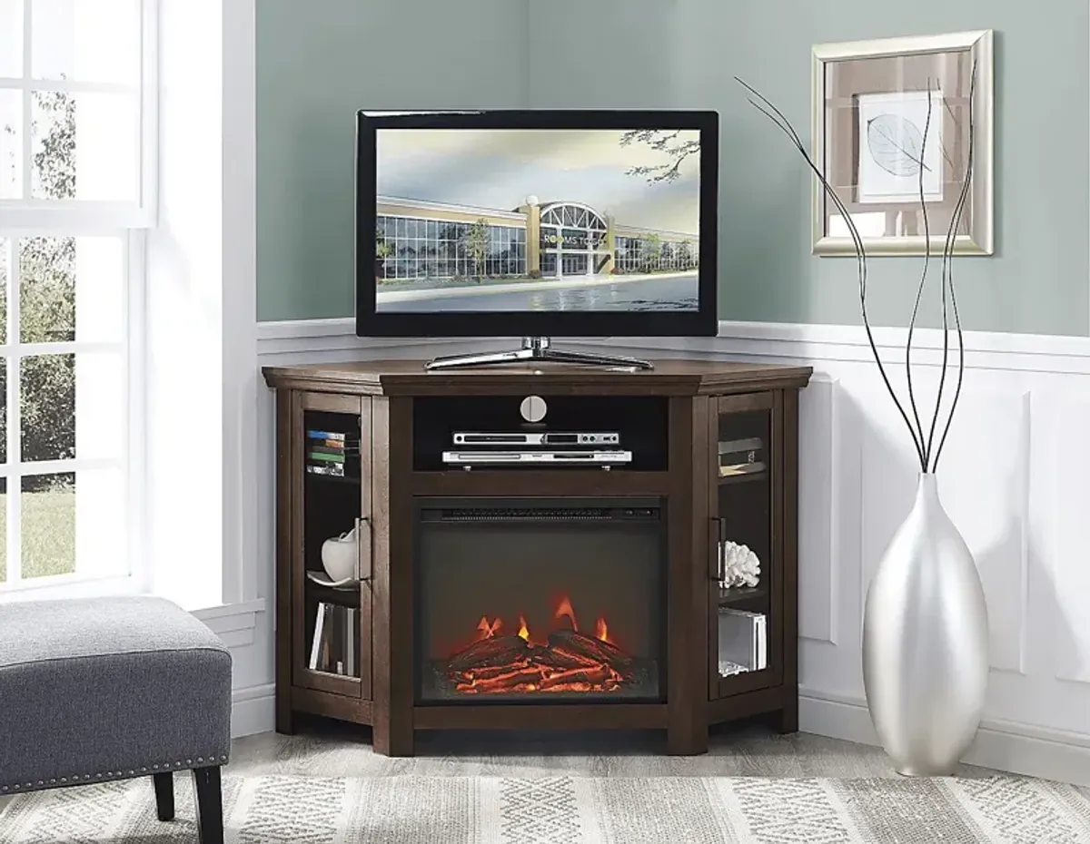 Russell Brown 48 in. Corner Console with Electric Fireplace