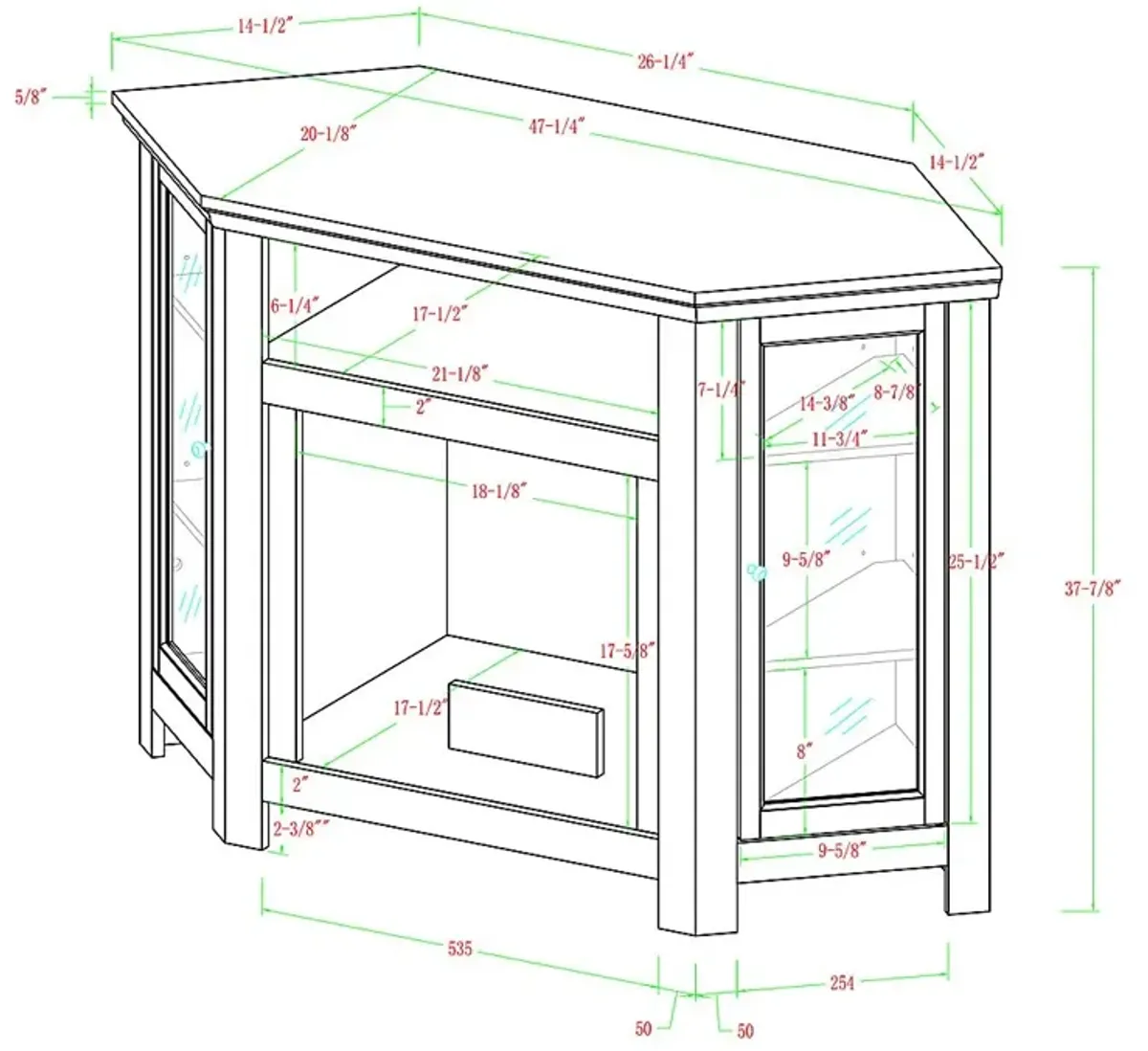 Russell Brown 48 in. Corner Console with Electric Fireplace