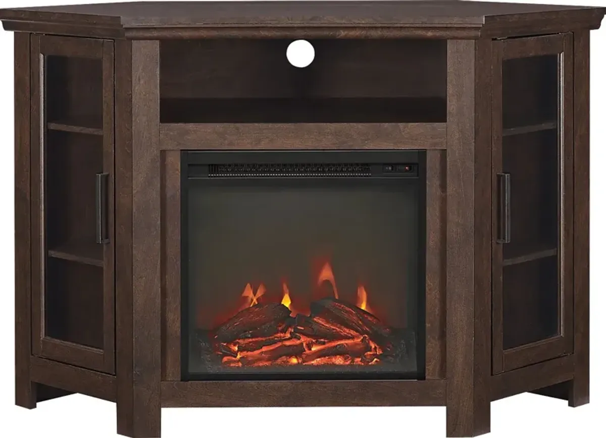 Russell Brown 48 in. Corner Console with Electric Fireplace