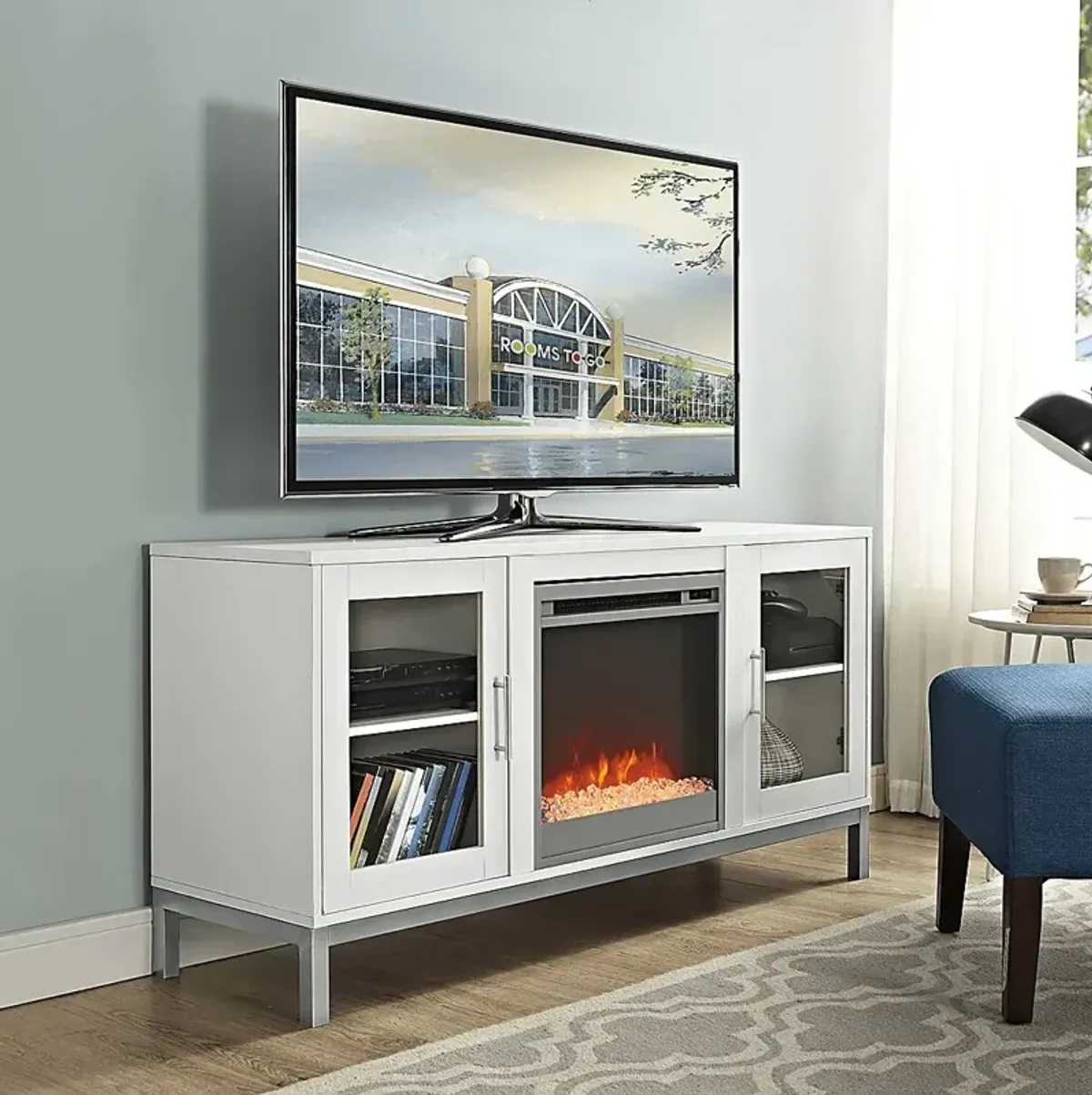 Sorrell White 52 in. Console with Electric Fireplace