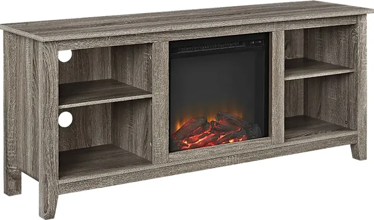 Wyatt Driftwood 58 in. Console with Electric Fireplace