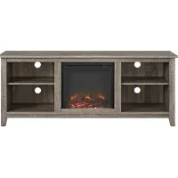 Wyatt Driftwood 58 in. Console with Electric Fireplace