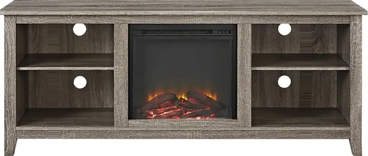 Wyatt Driftwood 58 in. Console with Electric Fireplace