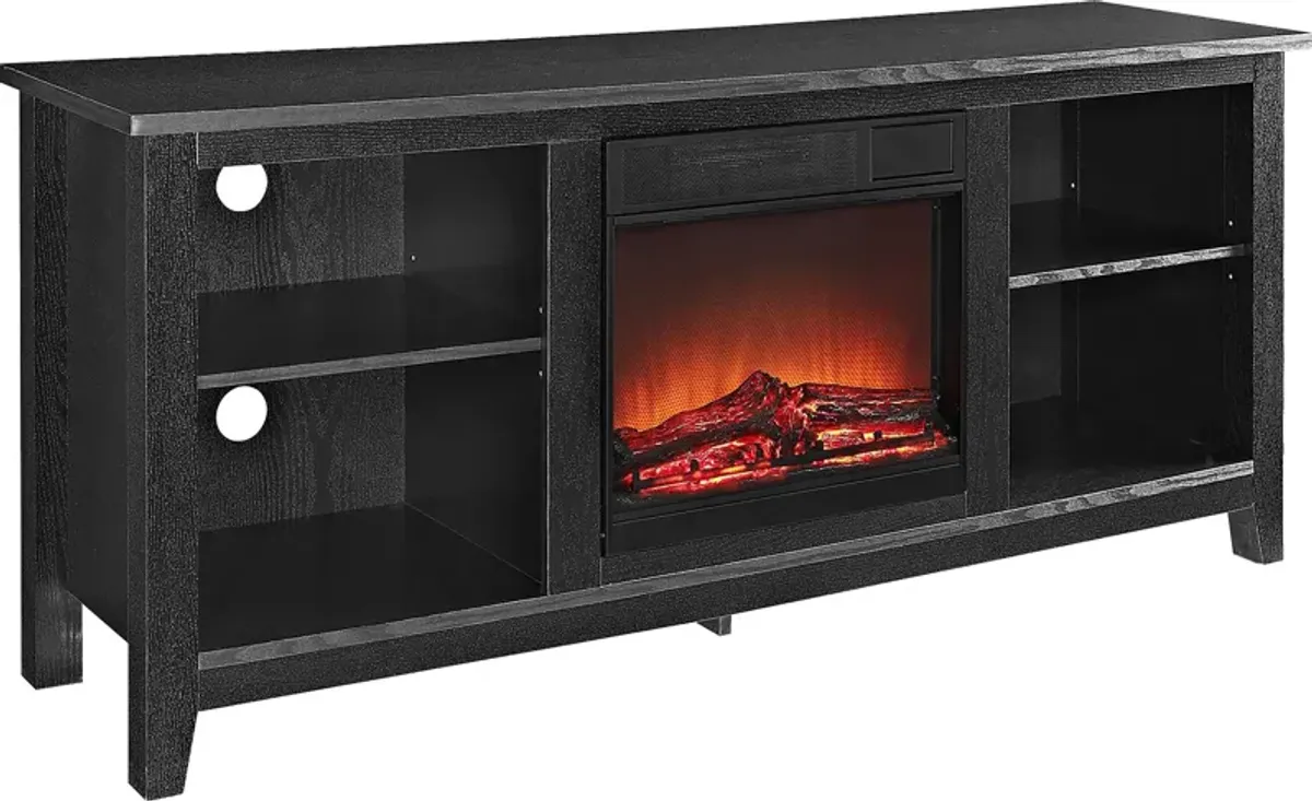 Wyatt Black 58 in. Console with Electric Fireplace