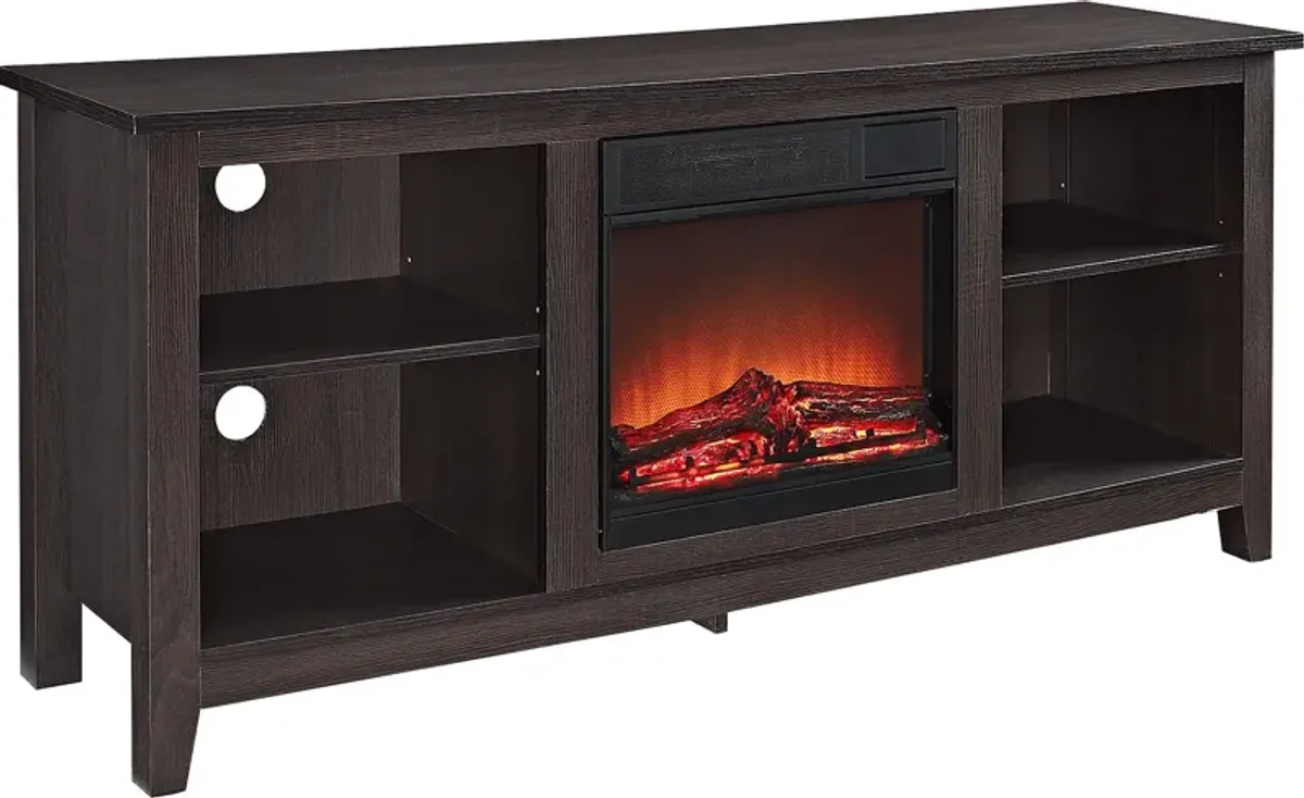 Wyatt Espresso 58 in. Console with Electric Fireplace