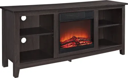 Wyatt Espresso 58 in. Console with Electric Fireplace