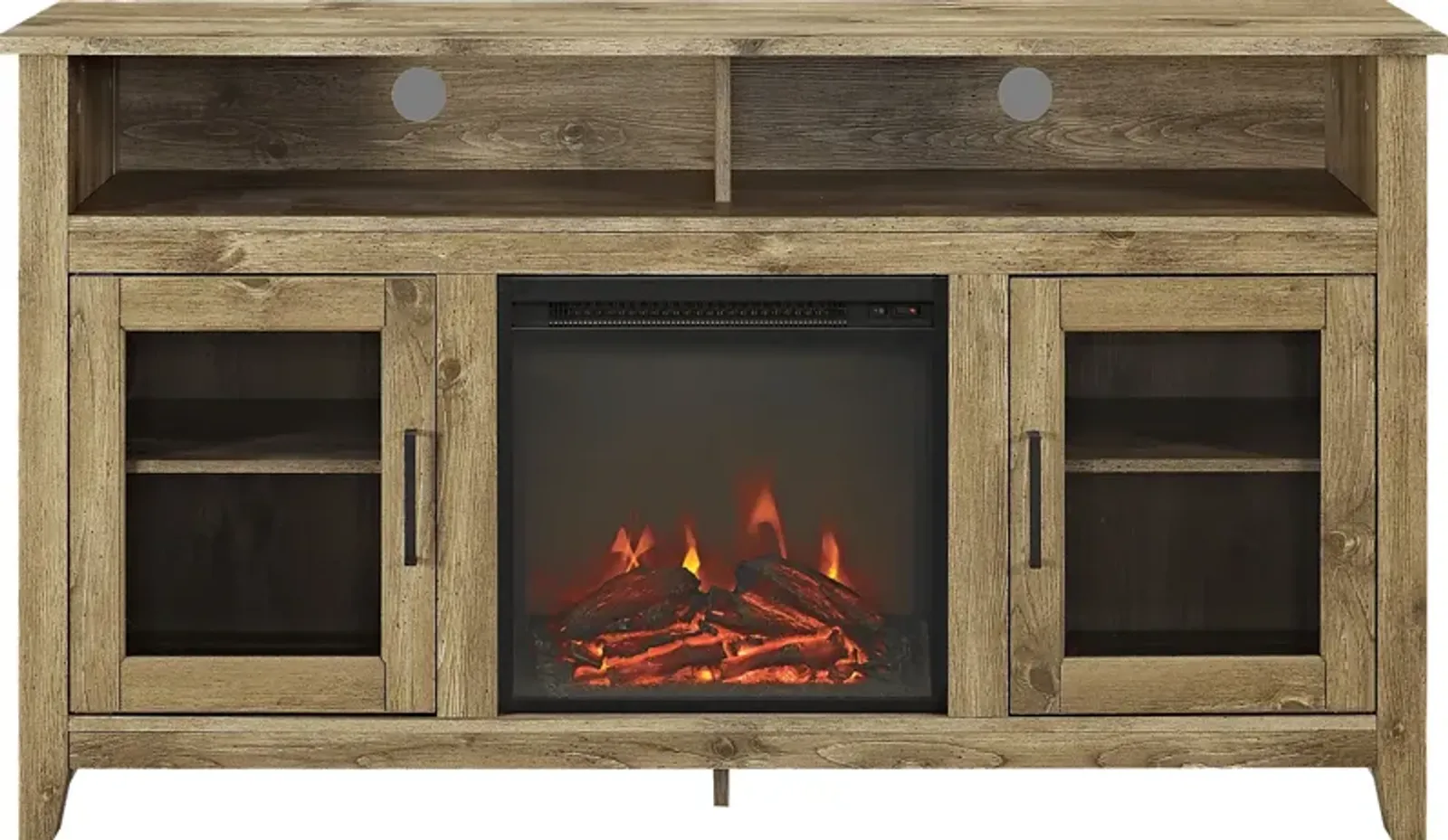 Winfield Trace Natural Barnwood 58 in. Console with Electric Fireplace