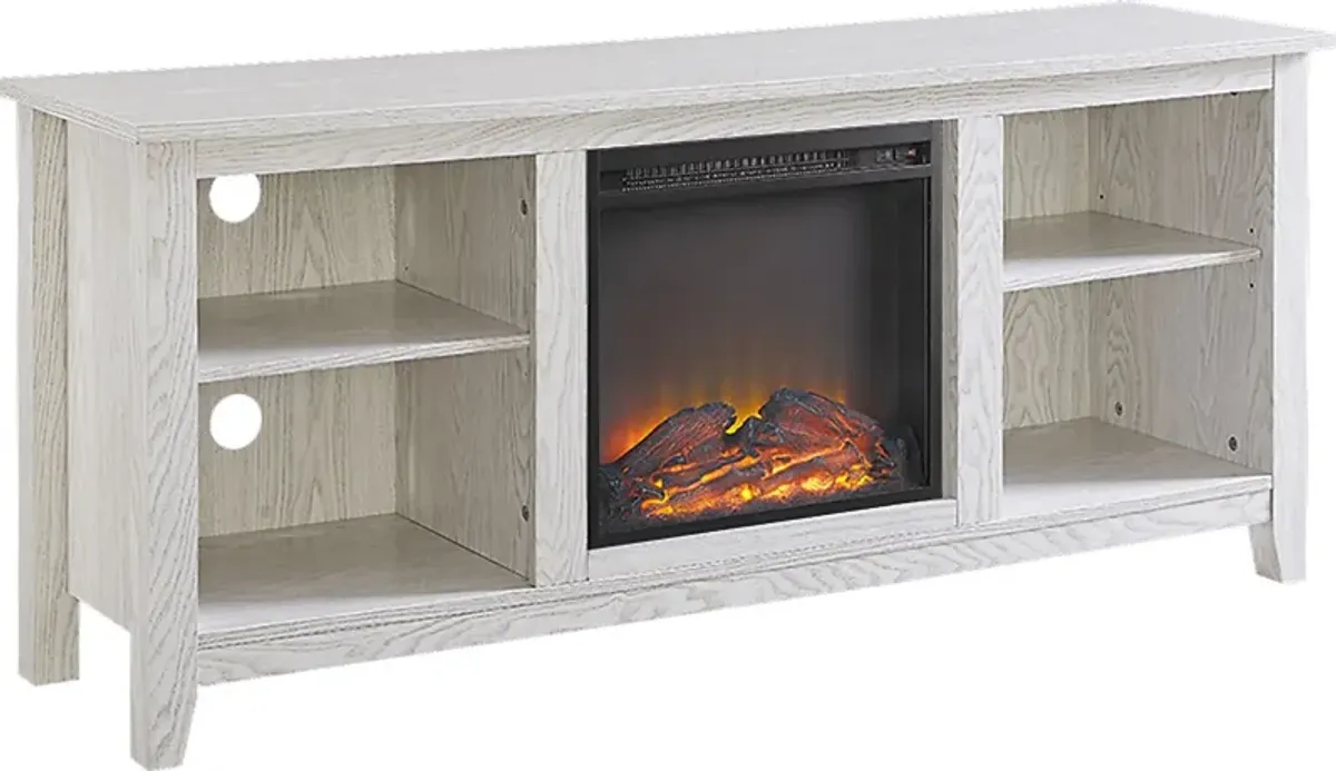 Wyatt White 58 in. Console with Electric Fireplace