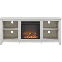 Wyatt White 58 in. Console with Electric Fireplace