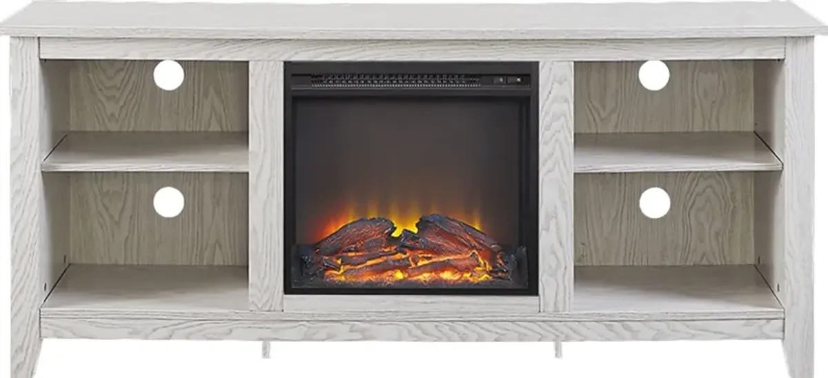 Wyatt White 58 in. Console with Electric Fireplace