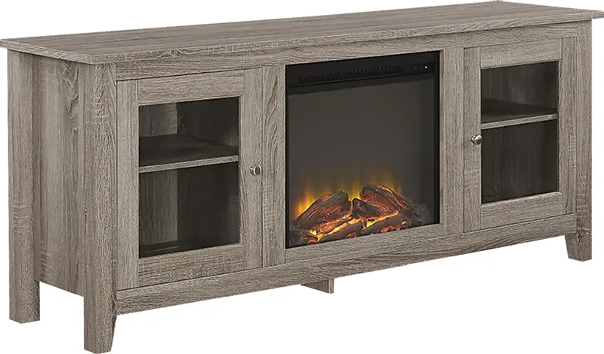 Blaize Driftwood 58 in. Console with Electric Fireplace