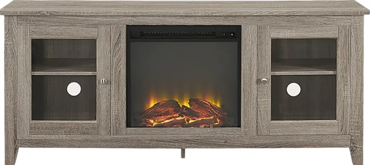 Blaize Driftwood 58 in. Console with Electric Fireplace