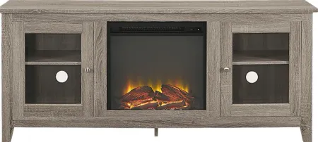 Blaize Driftwood 58 in. Console with Electric Fireplace
