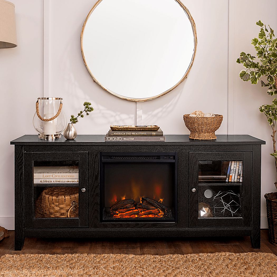 Blaize Black 58 in. Console with Electric Fireplace