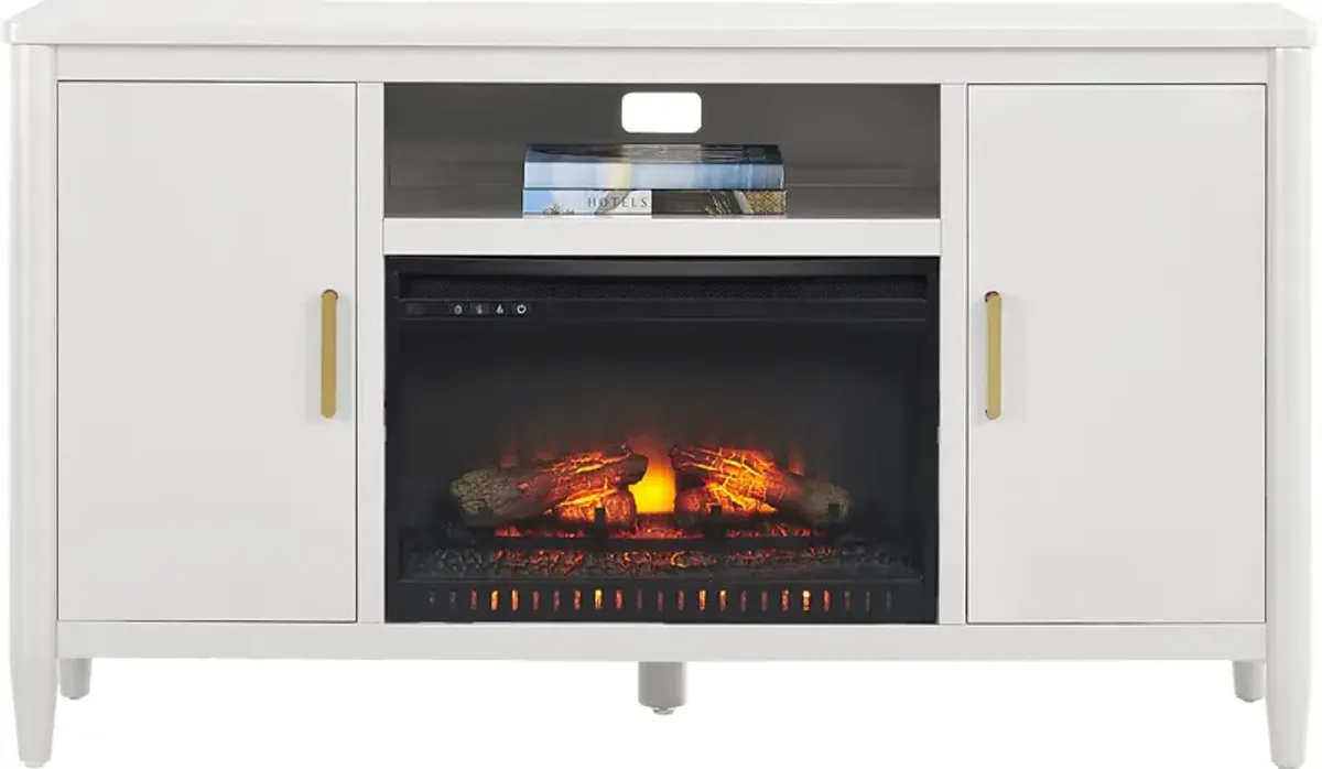 Modern Villa White 62 in. Console with Electric Log Fireplace