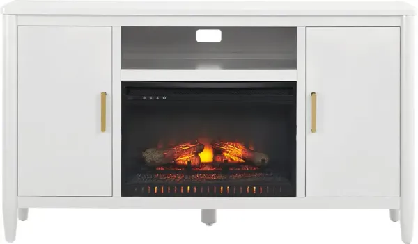 Modern Villa White 62 in. Console with Electric Log Fireplace