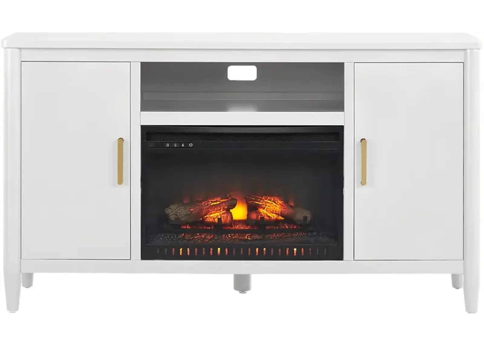 Modern Villa White 62 in. Console with Electric Log Fireplace