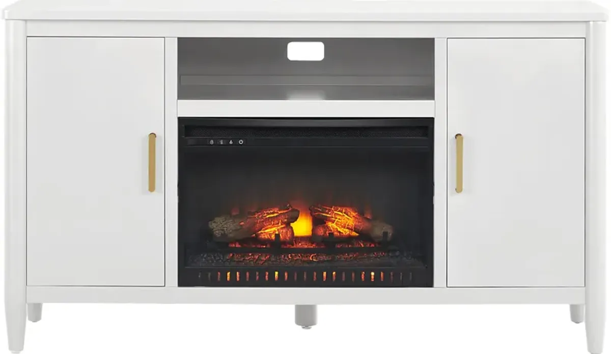 Modern Villa White 62 in. Console with Electric Log Fireplace