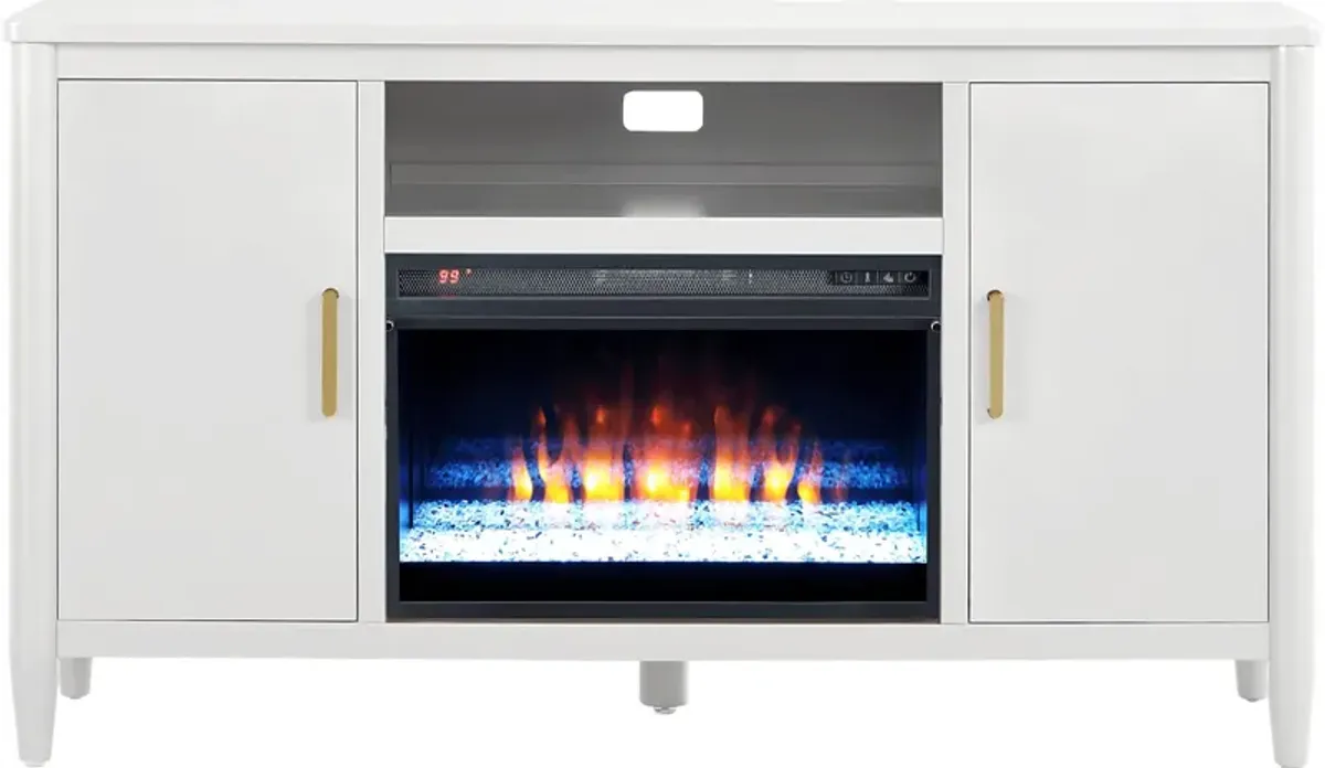 Modern Villa White 62 in. Console with Electric Fireplace