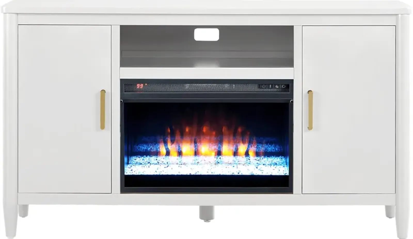 Modern Villa White 62 in. Console with Electric Fireplace