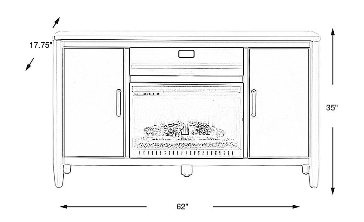 Modern Villa Light Gray 62 in. Console with Electric Log Fireplace