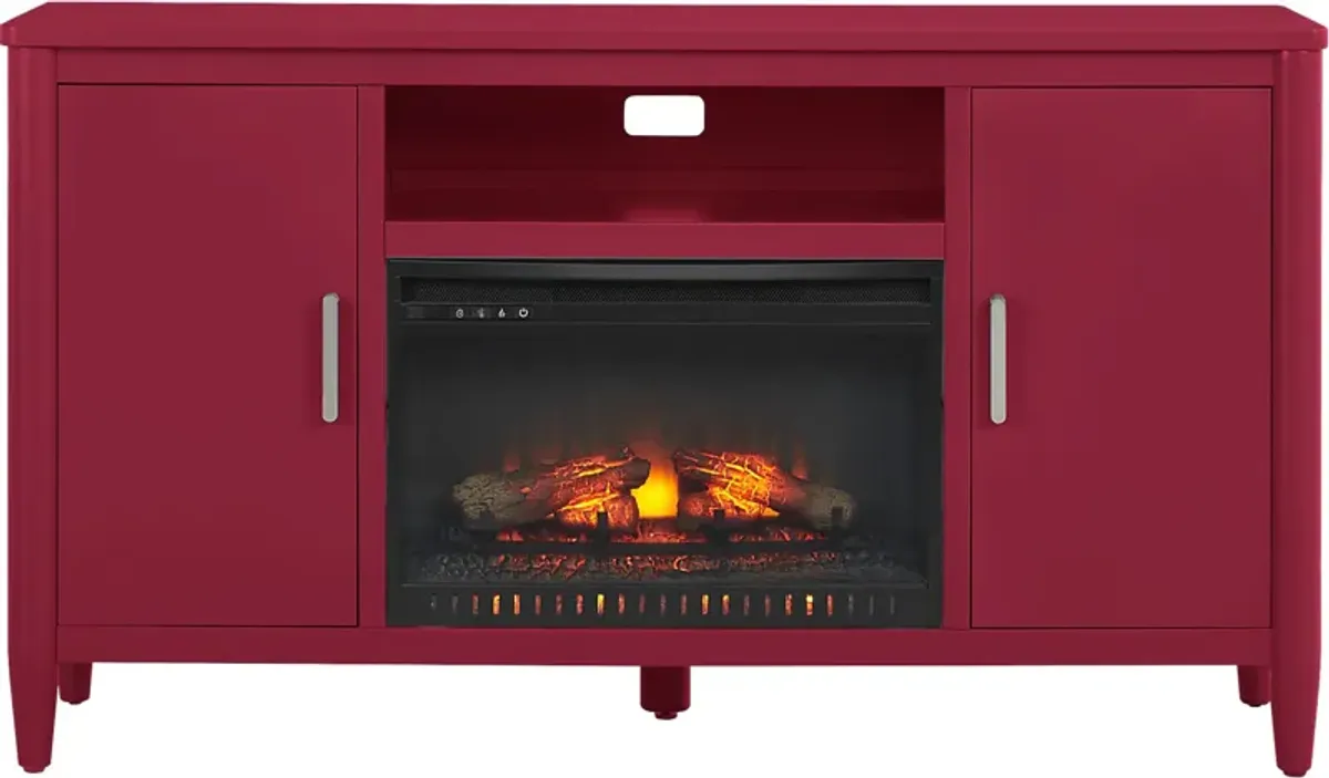 Modern Villa Red 62 in. Console with Electric Log Fireplace