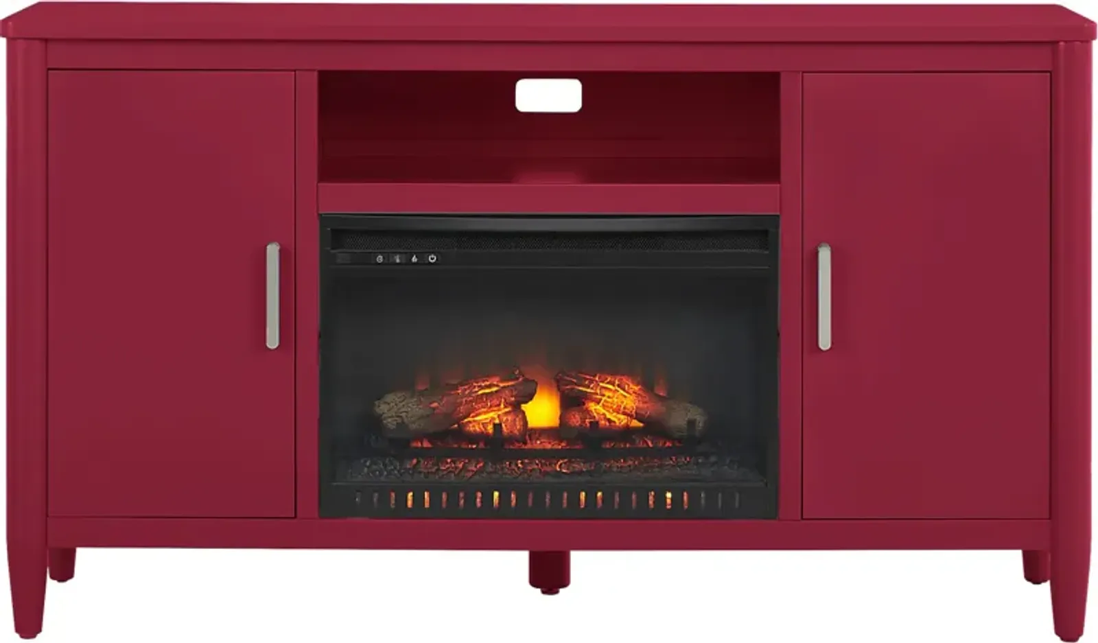 Modern Villa Red 62 in. Console with Electric Log Fireplace