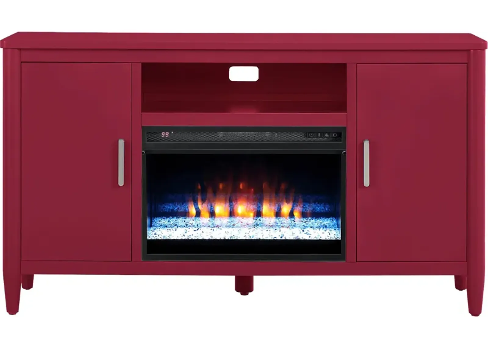 Modern Villa Red 62 in. Console with Electric Fireplace