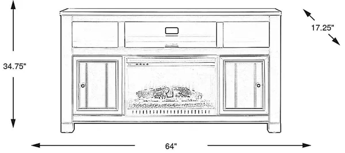 Lakeside Cottage White 64 In. Console with Electric Log Fireplace