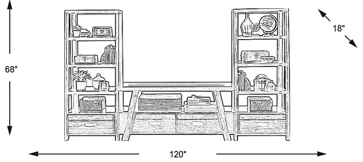 Cedar Creek Brown 3 Pc Wall Unit