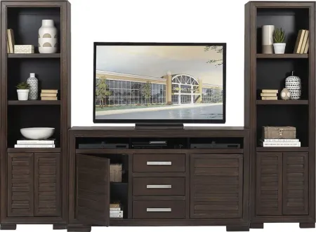 Cates Ridge Tobacco 3 Pc Wall Unit with 62 in. Console