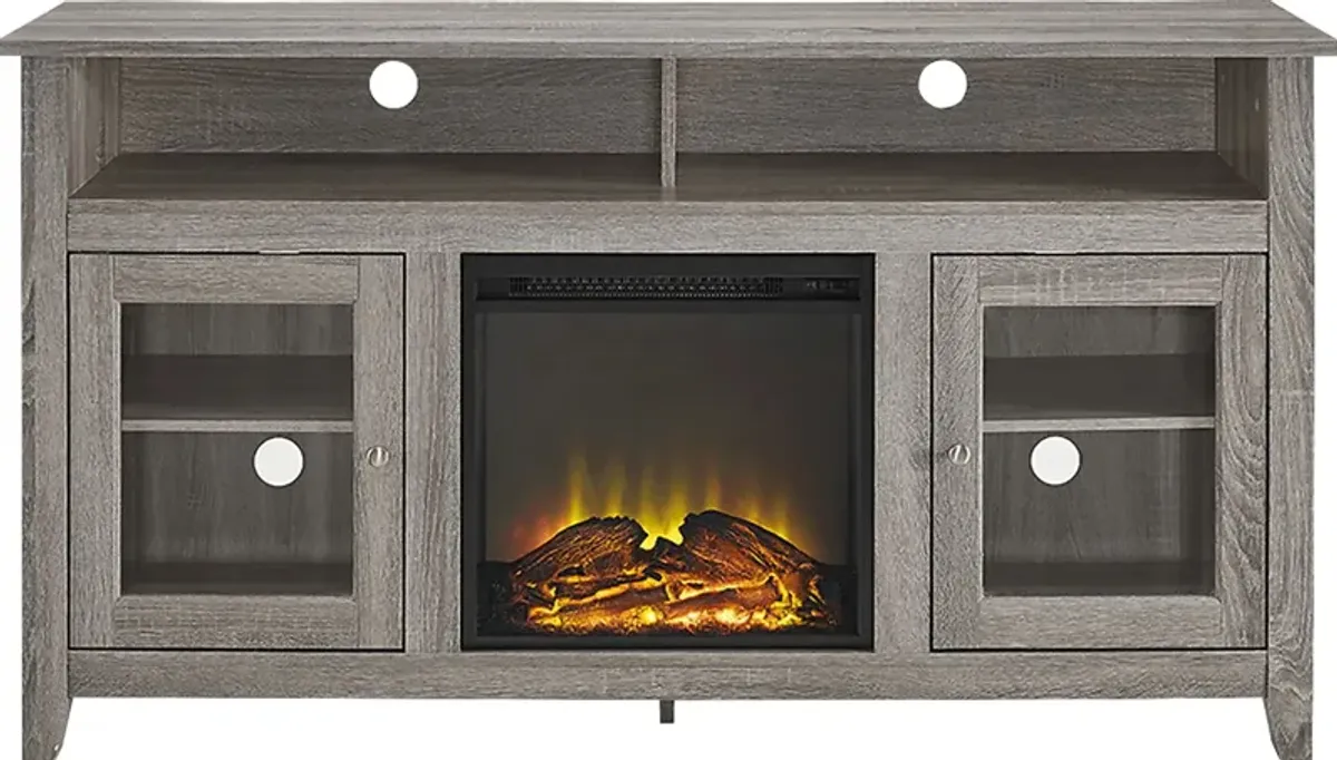 Winfield Trace Brown 58 in. Console with Electric Fireplace