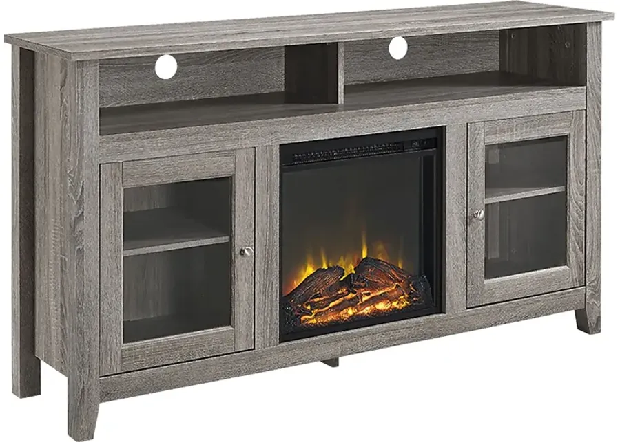 Winfield Trace Brown 58 in. Console with Electric Fireplace