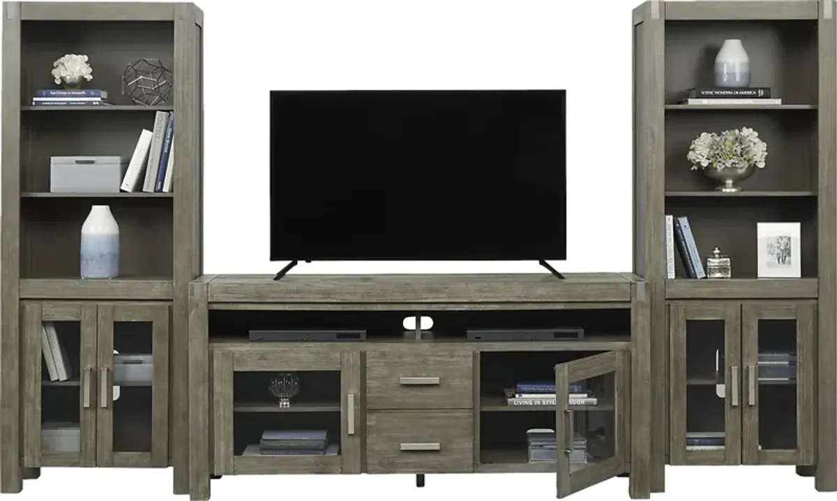 Hidden Springs II Gray 3 Pc Wall Unit with 66 in. Console