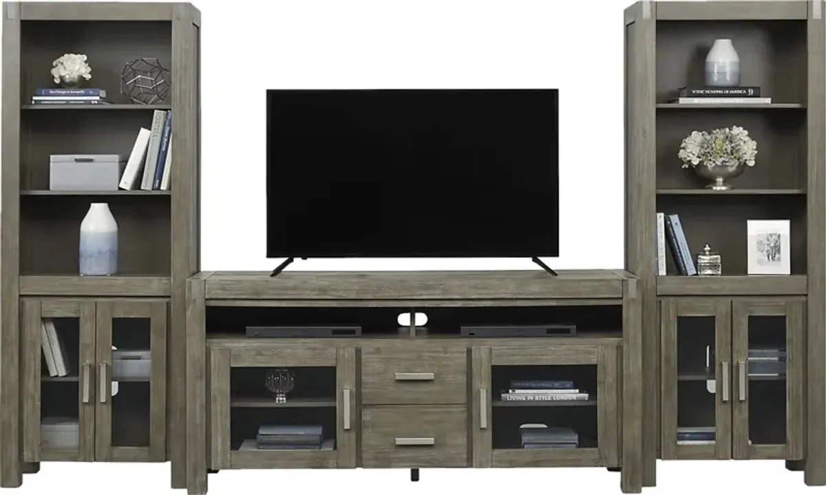 Hidden Springs II Gray 3 Pc Wall Unit with 66 in. Console