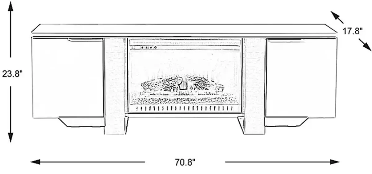 Heatherview Gray 70 in. Console with Electric Log Fireplace