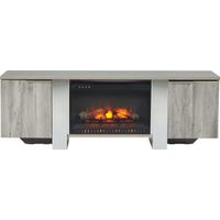 Heatherview Gray 70 in. Console with Electric Log Fireplace