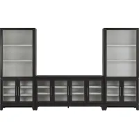 Providence Estates Black 3 Pc Wall Unit with 65 in. Console and Glass Doors