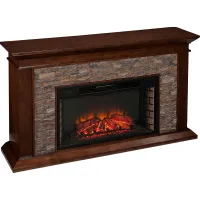 Clydebank Brown 60 in. Console with Electric Fireplace