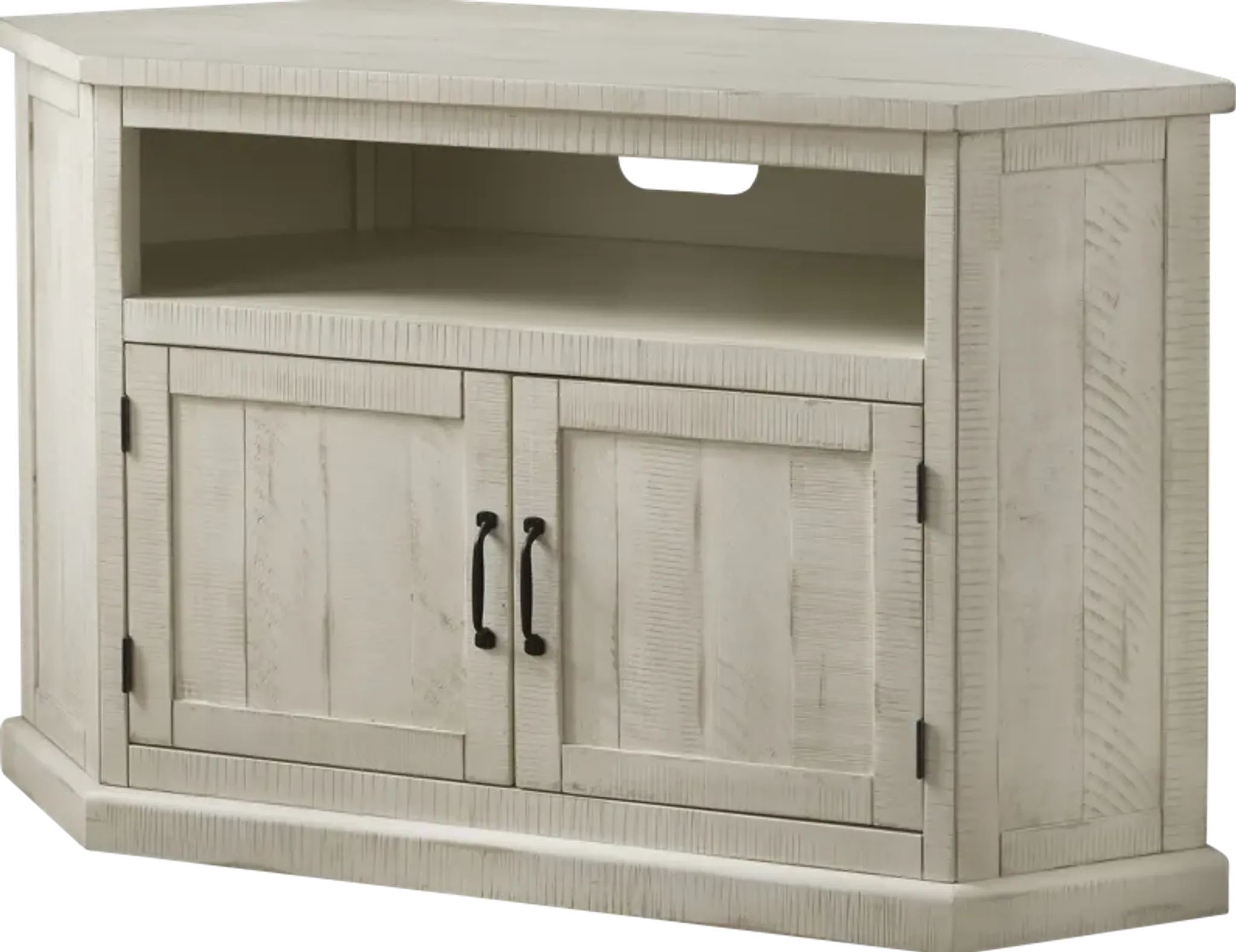 Rustic Path White 49.5 in. Corner Console | Furniture.com