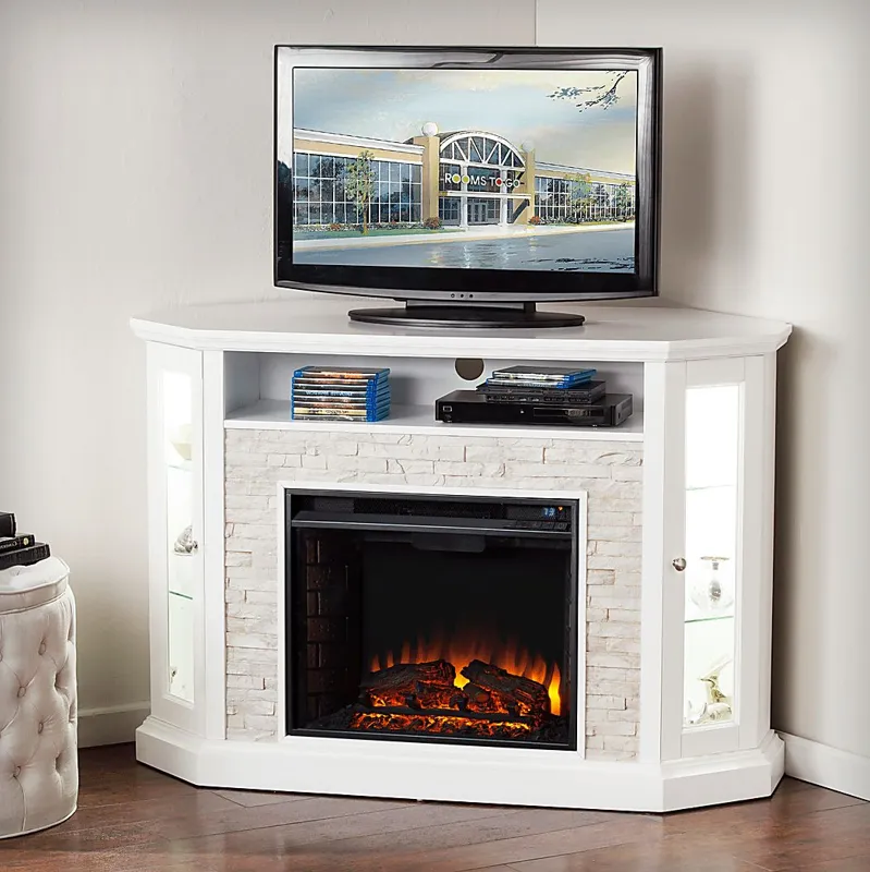 Wakerobin II White 52 in. Console with Electric Fireplace