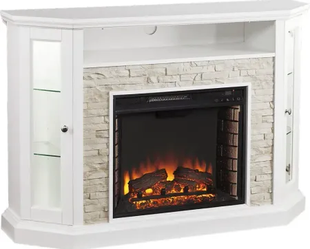 Wakerobin II White 52 in. Console with Electric Fireplace
