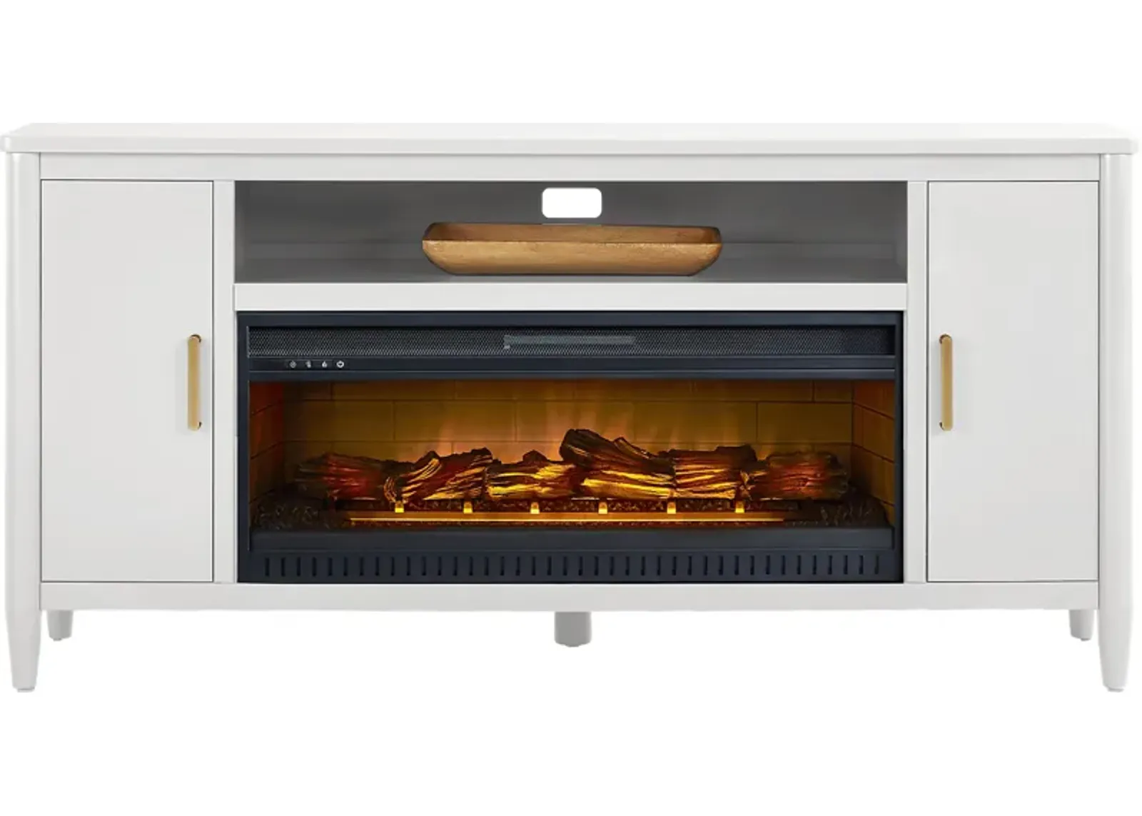 Modern Villa White 72 in. Console with Electric Log Fireplace