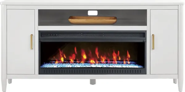 Modern Villa White 72 in. Console with Electric Fireplace