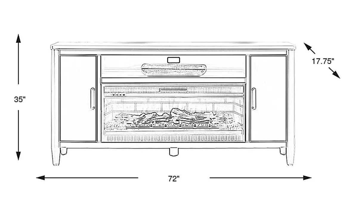 Modern Villa Iron Ore 72 in. Console with Electric Log Fireplace