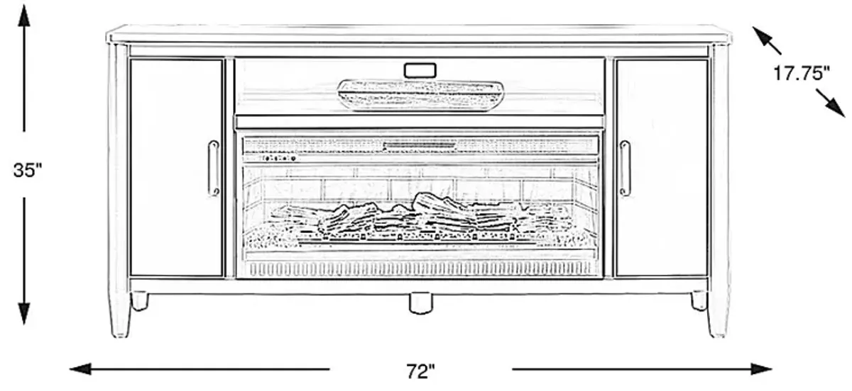 Modern Villa Red 72 in. Console with Electric Log Fireplace