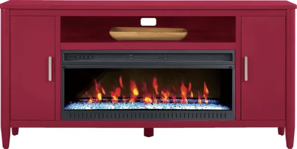 Modern Villa Red 72 in. Console with Electric Fireplace