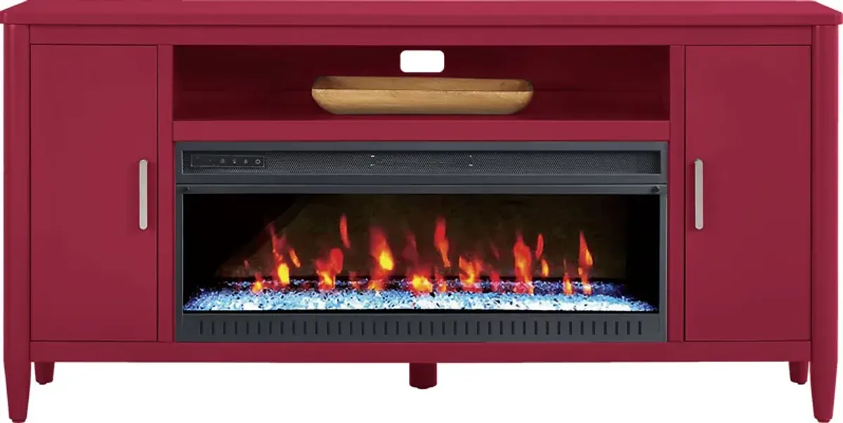 Modern Villa Red 72 in. Console with Electric Fireplace