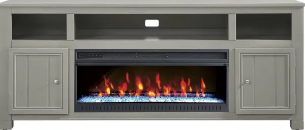 Lakeside Cottage Gray 84 In. Console with Electric Fireplace